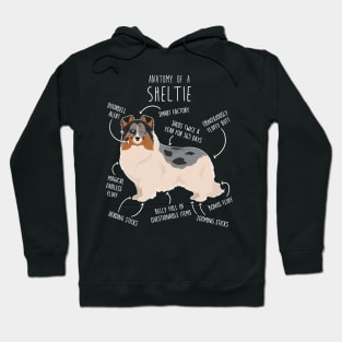 Blue Merle Sheltie Shetland Sheepdog Anatomy Hoodie